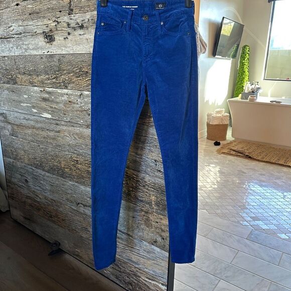 AG The Farrah High Waist Velvet Jeans in Egyptian Blue - Picture 2 of 12